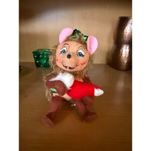 Annalee 6" Cozy Christmas Hedgehog Mint 750912 Green Bow Stoking